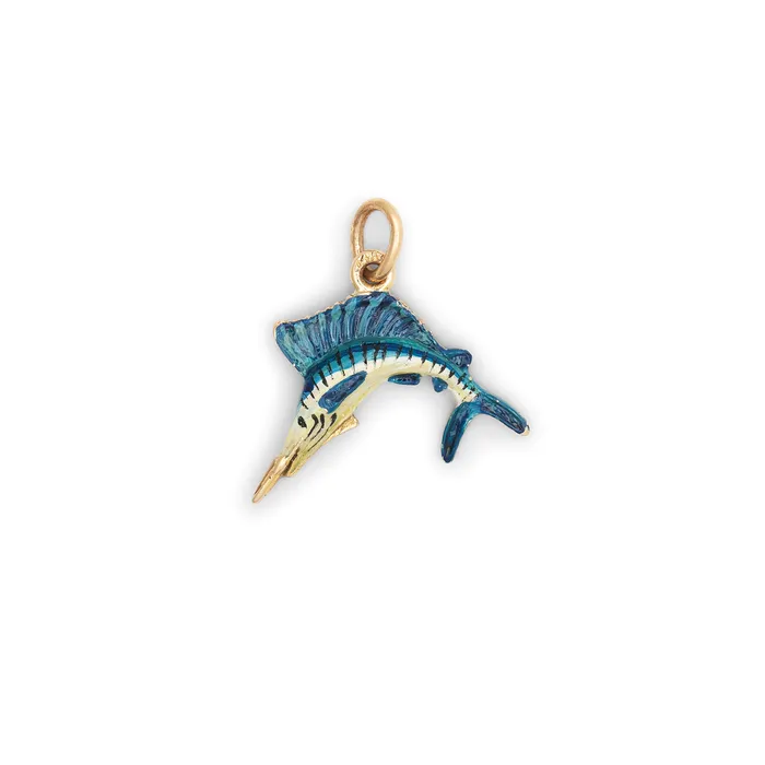 Necklaces Vintage Jumping Sailfish With Enamel And 14k Gold Charm