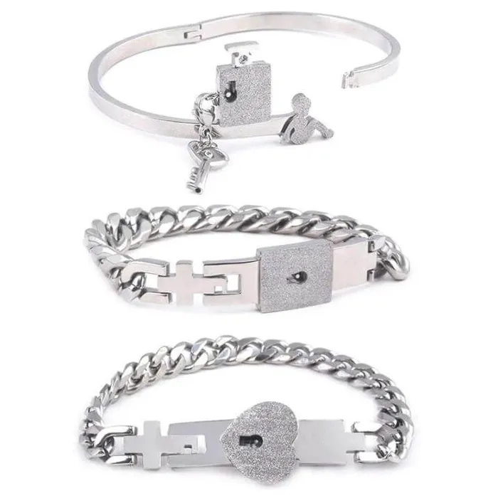Necklaces worldnetgifts Lock Each Others Bracelets for 3 BFF