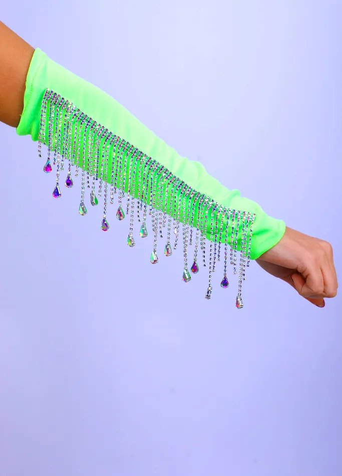 Neon Green Rhinestone Arm Sleeves THE LUMI SHOP Earrings