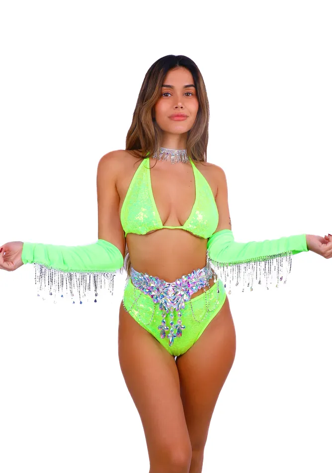 Neon Green Rhinestone Arm Sleeves THE LUMI SHOP Earrings Neon Green Rhinestone Arm Sleeves THE LUMI SHOP Earrings
