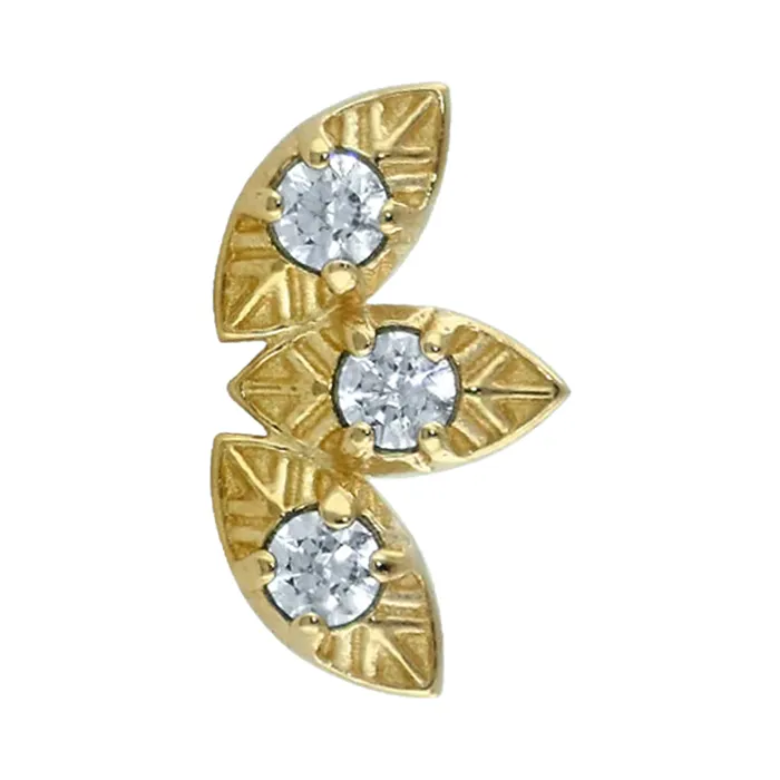 Noble Fan Threaded End in Yellow Gold with 15mm BrilliantCut Gems Anatometal Earrings Noble Fan Threaded End in Yellow Gold with 15mm BrilliantCut Gems Anatometal Earrings