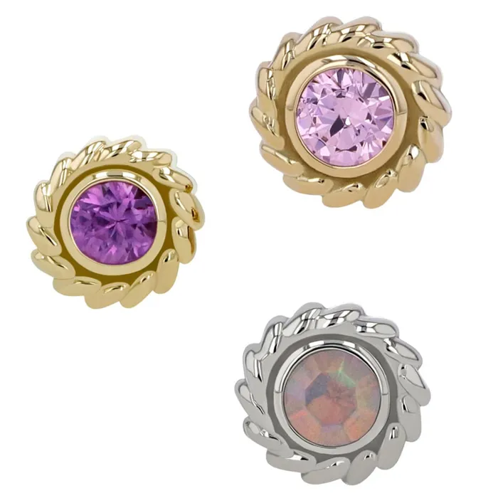 Nusura Threaded End in Rose Gold with 2mm BrilliantCut Gem Anatometal Earrings Nusura Threaded End in Rose Gold with 2mm BrilliantCut Gem Anatometal Earrings