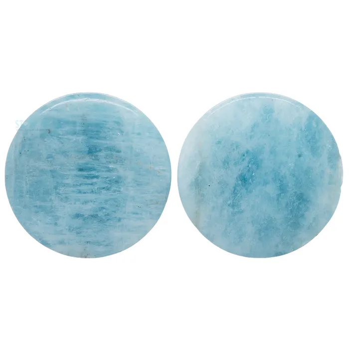 Oracle Body Jewelry Stone Plugs Aquamarine Rings