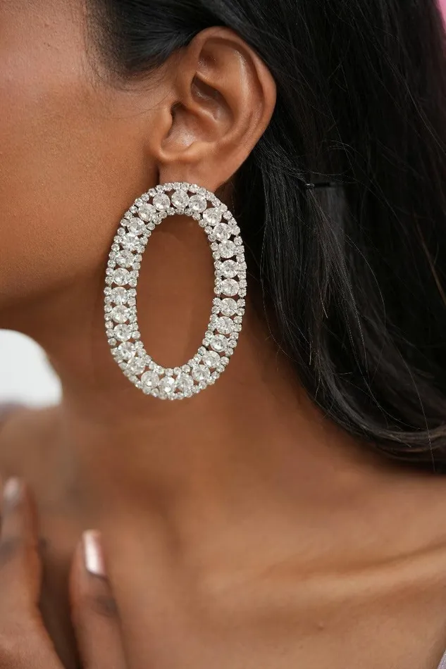 Oval Rhinestone Diamond Party Wear Earrings Attrangi Earrings