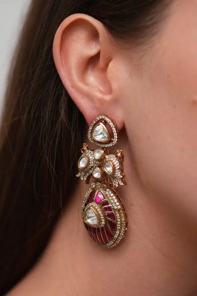 Paakhi Polki Meenakari Indo Western Earrings Attrangi Earrings