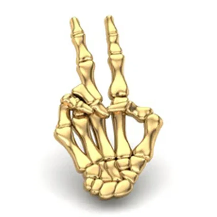 Peace Skeletal Hand Threaded End in Gold Mushroom Body Jewelry mushroom Earrings