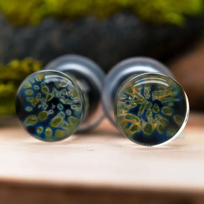Pebble Glass Plugs Moss Glasswear Studios Earrings