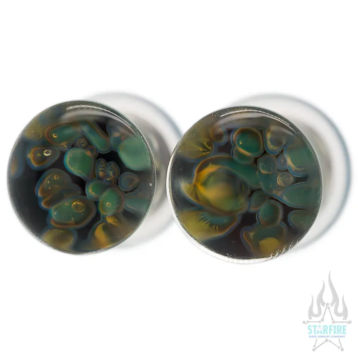 Pebble Glass Plugs Moss Glasswear Studios Earrings