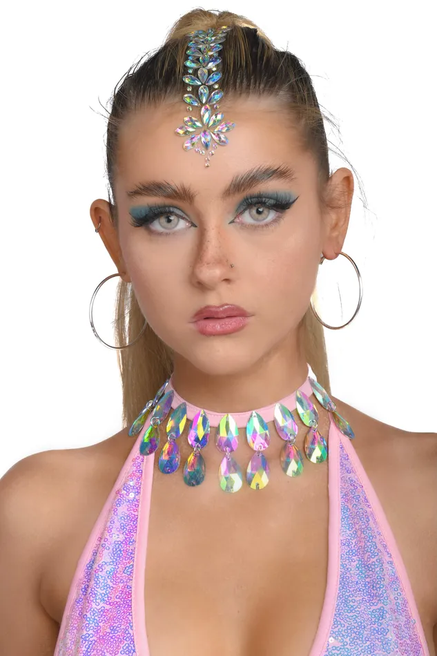 Pink Iridescent Gem Necklace THE LUMI SHOP Necklaces