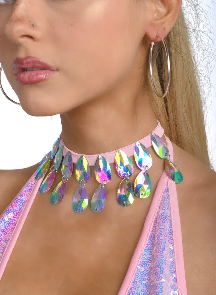 Pink Iridescent Gem Necklace THE LUMI SHOP Necklaces