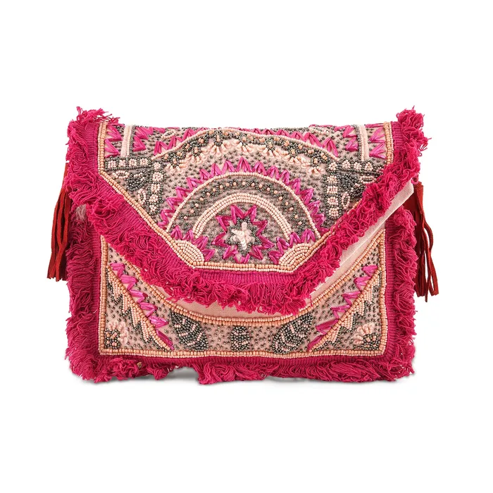 Pink Pixie Dust Tassel and Beads Banjara Bag Teejh Necklaces Pink Pixie Dust Tassel and Beads Banjara Bag Teejh Necklaces