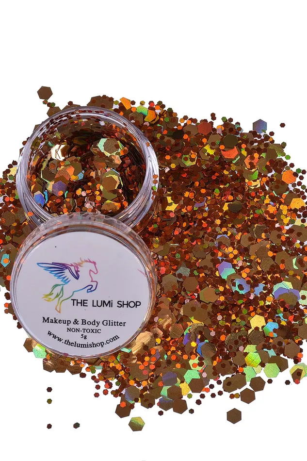 PreStyled Sets THE LUMi SHOP High Quality Handmixed Festival Makeup Glitters Face Hair Body Goddess Gold