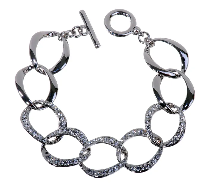 Red Bracelets B7107 Rhodium Swarovski Element Link Chain Bracelet