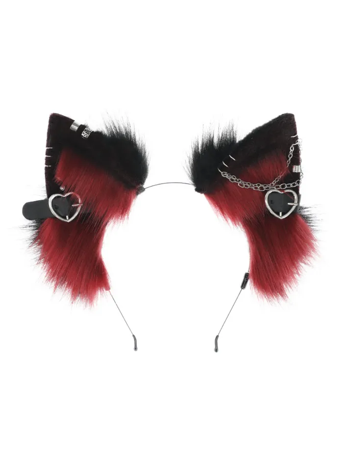 Red Punk Kitten Fuzzy Headband THE LUMI SHOP Earrings