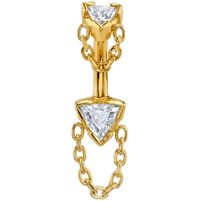 Rianna Trillion Navel Curve in Gold with DIAMONDS Body Vision BVLA Earrings