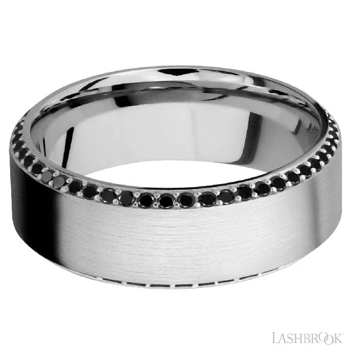 Rings 14K White Gold Band with Black Diamonds Lashbrook