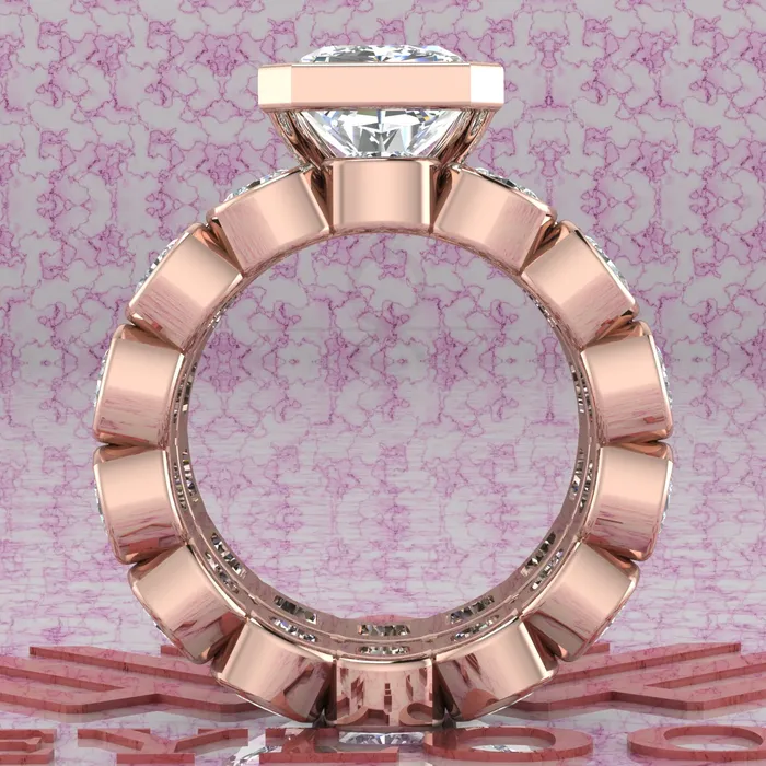 Rings 235 CTW Elongated Radiant Cut TwoPiece Bridal D Color Bezel Moissanite Set Leyloon Jewelry