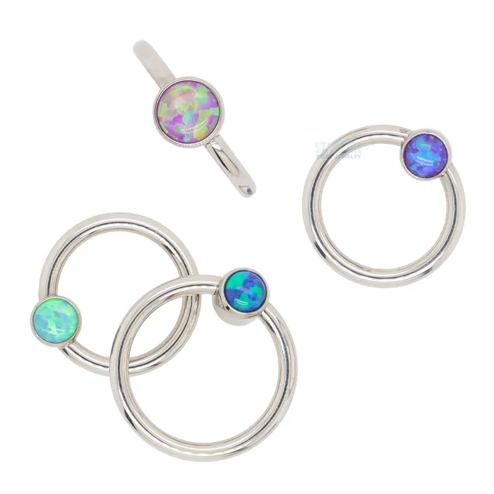 Rings Anatometal Captive Bead Ring CBR with Bezelset Opal