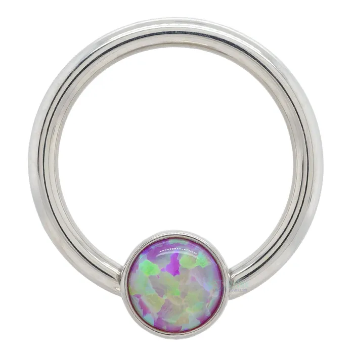 Rings Anatometal Captive Bead Ring CBR with Bezelset Opal