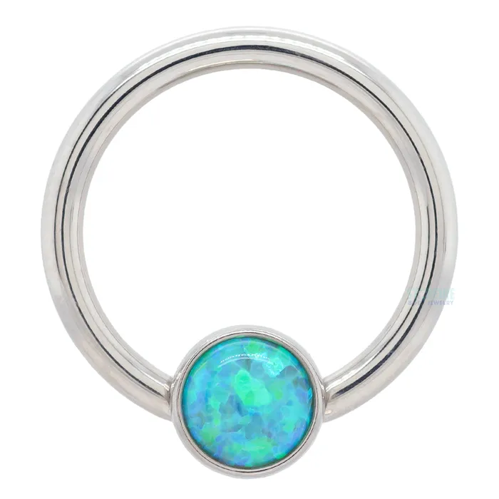 Rings Anatometal Captive Bead Ring CBR with Bezelset Opal