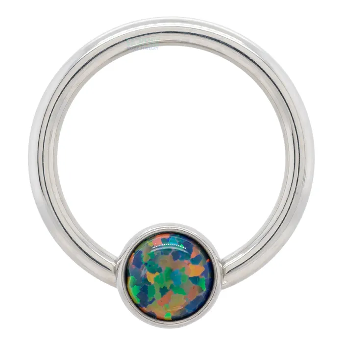 Rings Anatometal Captive Bead Ring CBR with Bezelset Opal