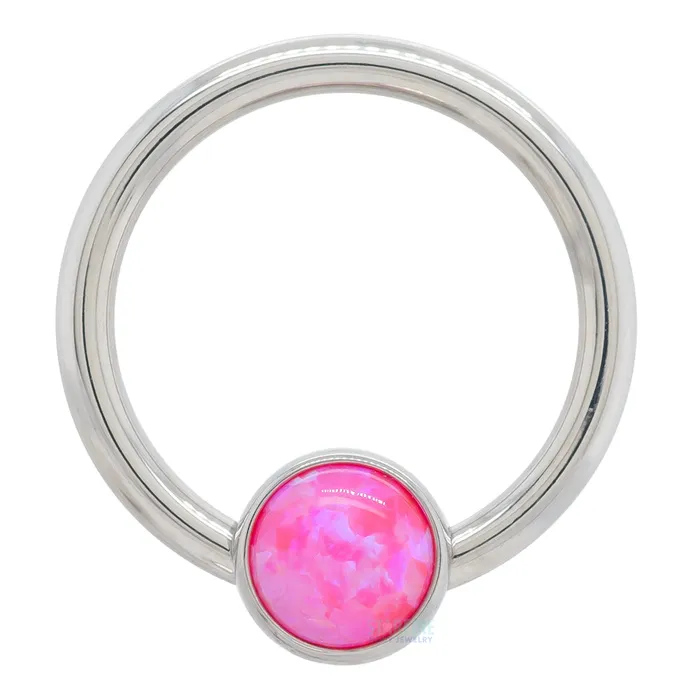Rings Anatometal Captive Bead Ring CBR with Bezelset Opal