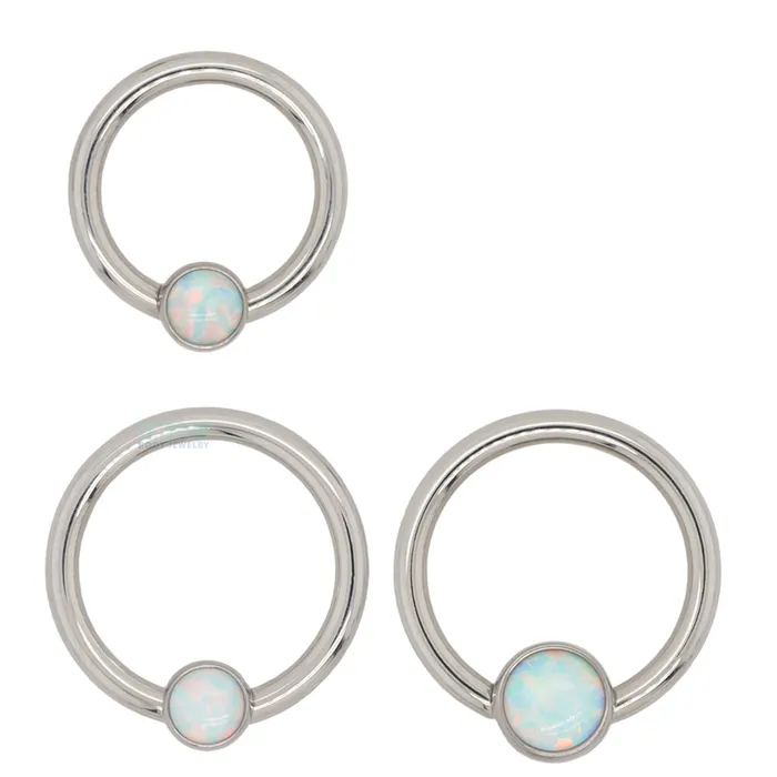 Rings Anatometal Captive Bead Ring CBR with Bezelset Opal