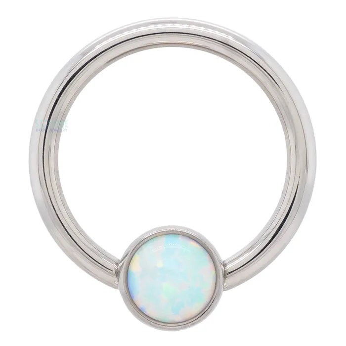 Rings Anatometal Captive Bead Ring CBR with Bezelset Opal