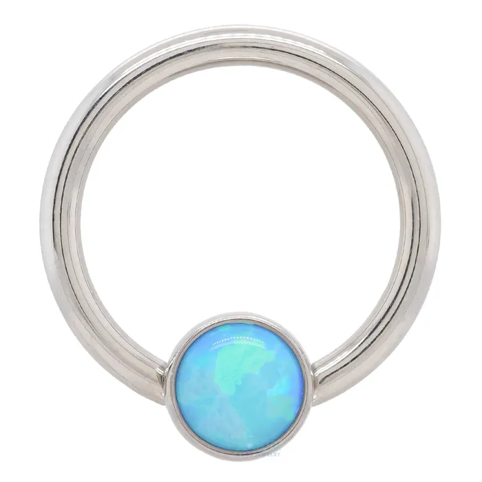 Rings Anatometal Captive Bead Ring CBR with Bezelset Opal
