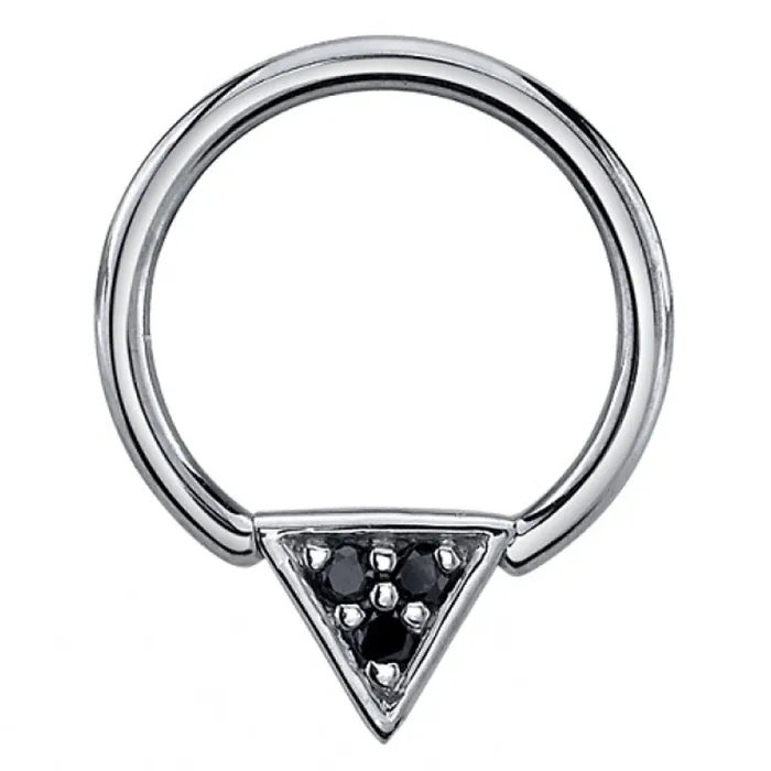 Rings Body Vision BVLA Micro Pave Triangle Seam Ring in Gold with Black Diamonds