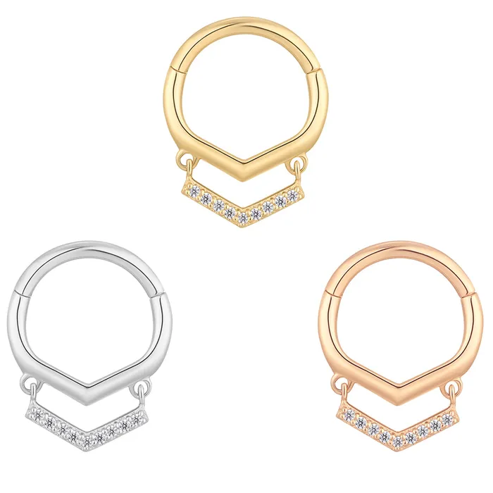 Rings Buddha Jewelry Organics Aint No Disco Hinge Ring Clicker in Gold with CZs Rings Buddha Jewelry Organics Aint No Disco Hinge Ring Clicker in Gold with CZs