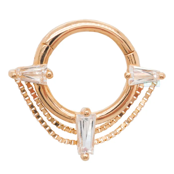 Rings Buddha Jewelry Organics Fetish with Chains Hinge Ring Clicker in Gold with CZs Rings Buddha Jewelry Organics Fetish with Chains Hinge Ring Clicker in Gold with CZs