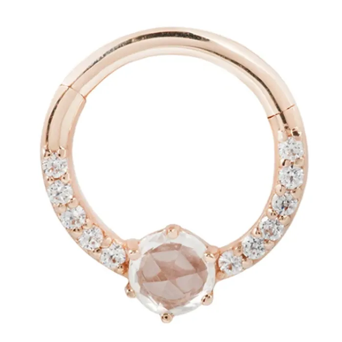 Rings Buddha Jewelry Organics Tinsley Hinge Ring Clicker in Gold with White Sapphire White CZs