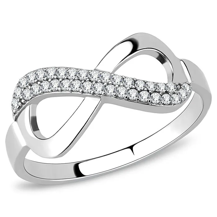 Rings CJ054 Wholesale Womens Stainless Steel Clear AAA Grade CZ Minimal Infinity Ring Green Rings CJ054 Wholesale Womens Stainless Steel Clear AAA Grade CZ Minimal Infinity Ring Green