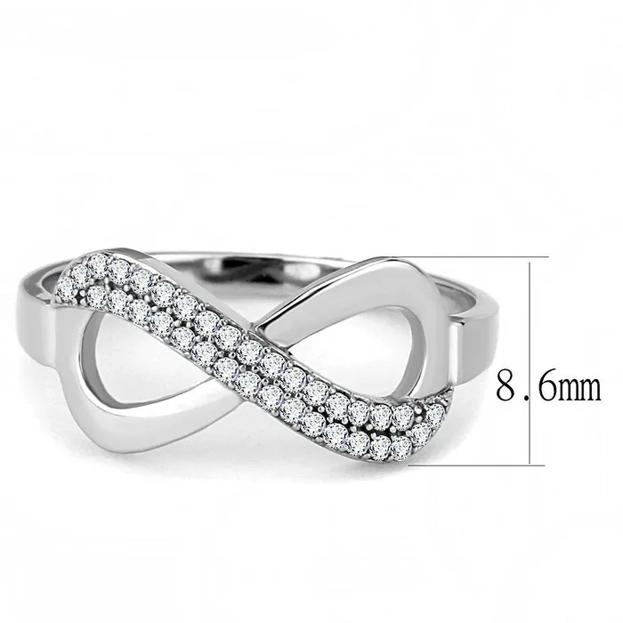 Rings CJ054 Wholesale Womens Stainless Steel Clear AAA Grade CZ Minimal Infinity Ring Green Rings CJ054 Wholesale Womens Stainless Steel Clear AAA Grade CZ Minimal Infinity Ring Green