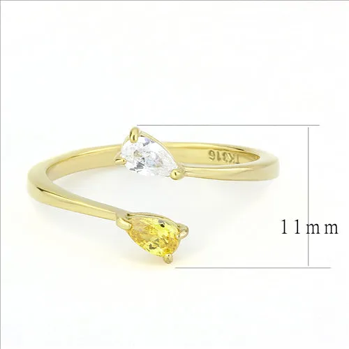 Rings CJE3586 Wholesale Womens Stainless Steel IP Gold AAA Grade CZ Topaz Ring Green