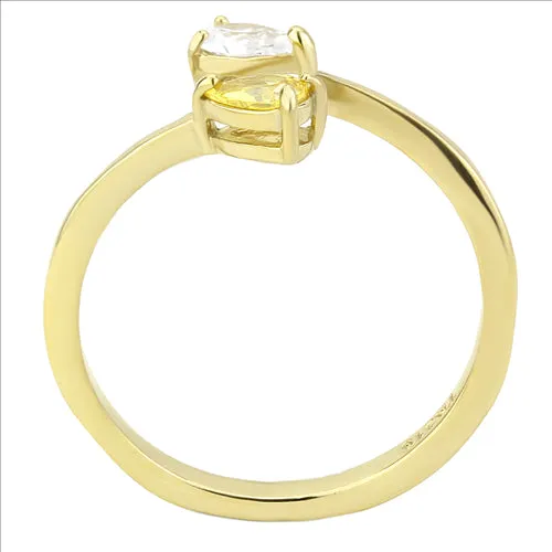 Rings CJE3586 Wholesale Womens Stainless Steel IP Gold AAA Grade CZ Topaz Ring Green