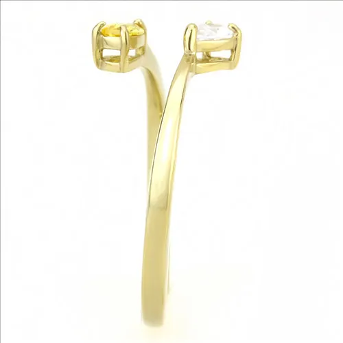 Rings CJE3586 Wholesale Womens Stainless Steel IP Gold AAA Grade CZ Topaz Ring Green