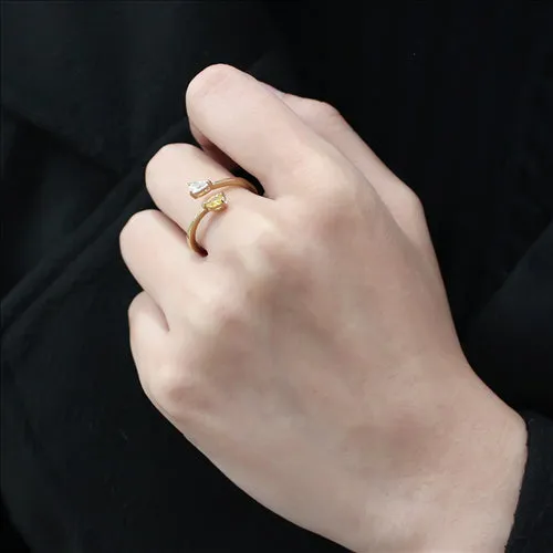 Rings CJE3586 Wholesale Womens Stainless Steel IP Gold AAA Grade CZ Topaz Ring Green