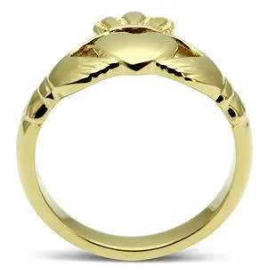 Rings CJG1477 Wholesale IP Gold Stainless Steel Claddagh Ring Green