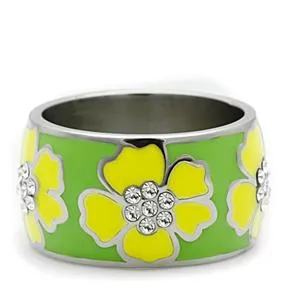 Rings Green CJ175TK Wholesale Stainless Steel Yellow Hawaiian Flower Enamel Ring