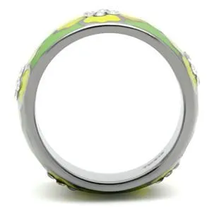 Rings Green CJ175TK Wholesale Stainless Steel Yellow Hawaiian Flower Enamel Ring
