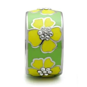 Rings Green CJ175TK Wholesale Stainless Steel Yellow Hawaiian Flower Enamel Ring
