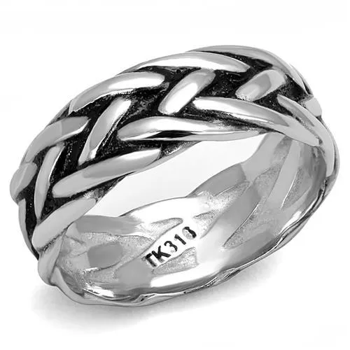 Rings Green CJ3280 Wholesale Mens Stainless Steel Woven Epoxy Jet Ring