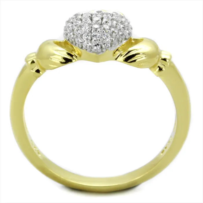 Rings Green CJ342 Wholesale Womens 925 Sterling Silver GoldRhodium AAA Grade CZ Clear Claddagh Ring Rings Green CJ342 Wholesale Womens 925 Sterling Silver GoldRhodium AAA Grade CZ Clear Claddagh Ring