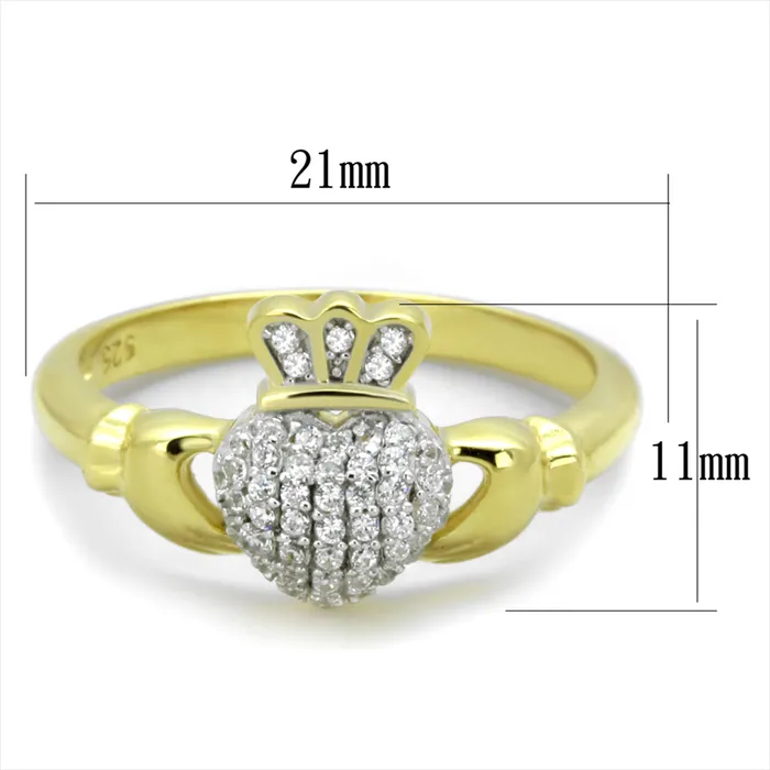 Rings Green CJ342 Wholesale Womens 925 Sterling Silver GoldRhodium AAA Grade CZ Clear Claddagh Ring Rings Green CJ342 Wholesale Womens 925 Sterling Silver GoldRhodium AAA Grade CZ Clear Claddagh Ring