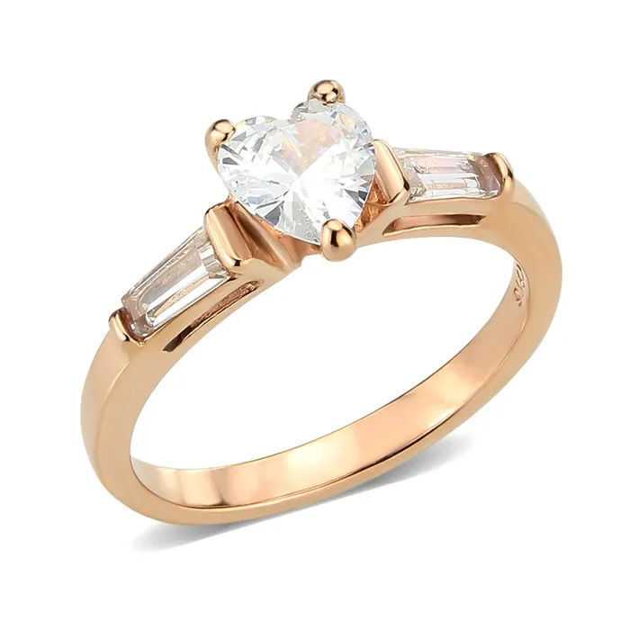 Rings Green CJ3829 Wholesale Womens Stainless Steel IP Rose Gold Clear AAA Grade CZ Heart Ring Rings Green CJ3829 Wholesale Womens Stainless Steel IP Rose Gold Clear AAA Grade CZ Heart Ring