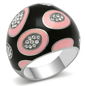 Rings Green CJ614S Wholesale Black and Pink Abstract Stainless Steel Ring