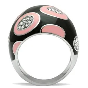 Rings Green CJ614S Wholesale Black and Pink Abstract Stainless Steel Ring