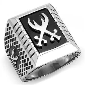 Rings Green CJE3191 Wholesale Mens Stainless Steel SemiPrecious Onyx Double Sword Ring Rings Green CJE3191 Wholesale Mens Stainless Steel SemiPrecious Onyx Double Sword Ring
